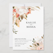 Aardse botanische bloemen boeket bruiloft kaart (Voorkant)