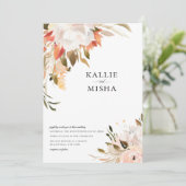 Aardse botanische bloemen boeket bruiloft kaart (Staand voorkant)