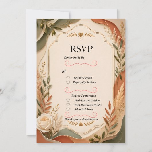 Aardse Botanische Boog Uitnodiging RSVP Kaart (Voorkant)