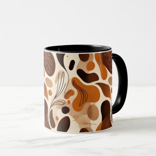 Aardse Botanische Mix Mok – Modern Abstract Ontwer (Voorkant rechts)