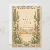 Aardse Botanische Woestijn Bruiloft Save The Date (Voorkant)