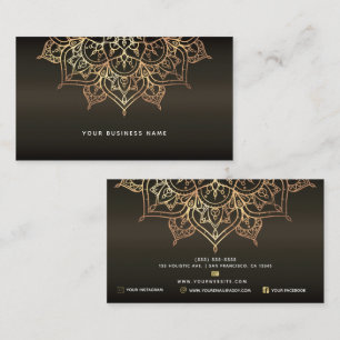 Aardse Bruin & Goud Mandala Holistische Spa Zakeli Visitekaartje