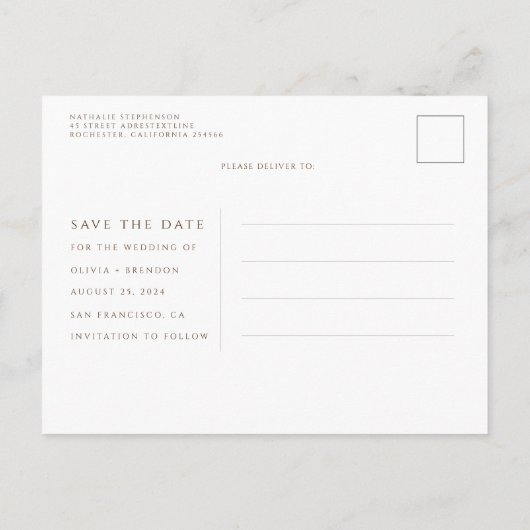 Aardse bruine bloemenboho exotische save the date aankondigingskaart (Achterkant)