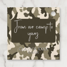 Aardse bruine en beige camouflage van onze kamppla bedankjes labels