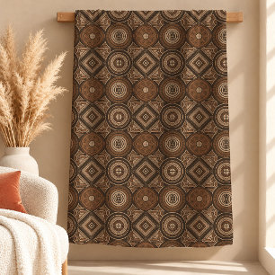 Aardse Bruine Erfgoed Motieven Fleece Deken Kunst