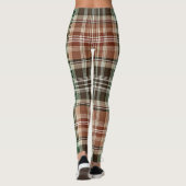 Aardse Bruine Groene Khaki Flanel Plaid Leggings (Achterkant)