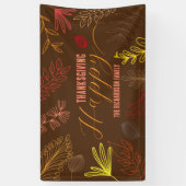 Aardse bruine herfstloof Thanksgiving-feest Spandoek (Verticaal)