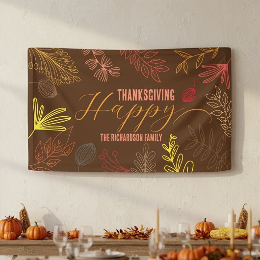 Aardse bruine herfstloof Thanksgiving-feest Spandoek