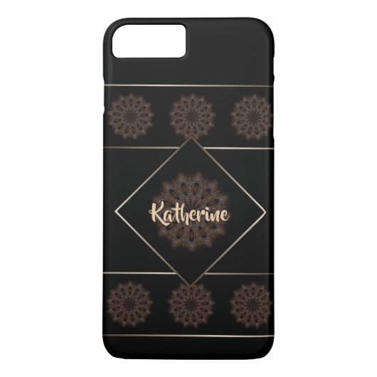 Aardse Bruine Rustieke Mandala Monogram Case-Mate iPhone Case (Achterkant)