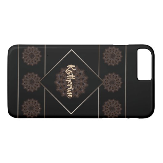 Aardse Bruine Rustieke Mandala Monogram Case-Mate iPhone Case (Achterkant (Horizontaal))