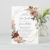 Aardse Burgundy Blush Oranje Groenery Trouwdag in  Kaart (Staand voorkant)