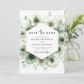 Aardse Chic Floral Sage Green Wedding Save The Date (Staand voorkant)