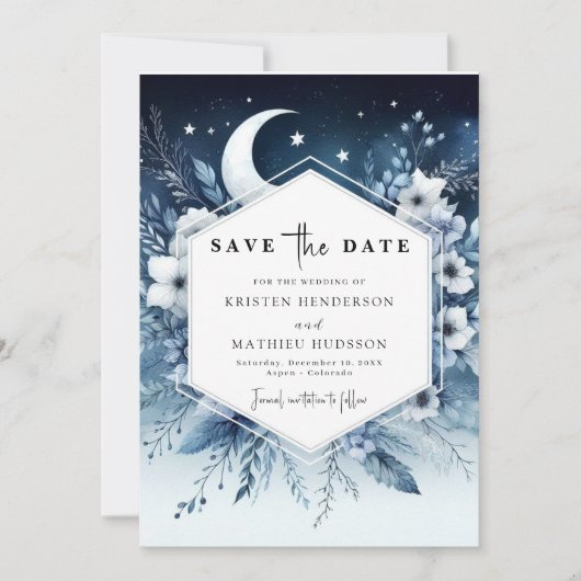 Aardse Chic Maanverlichte bruiloft Save The Date (Voorkant)
