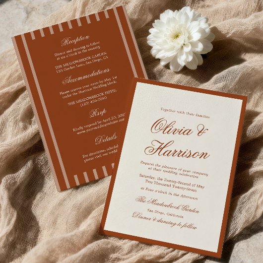 Aardse Chic Terracotta All-in-One Uitnodiging