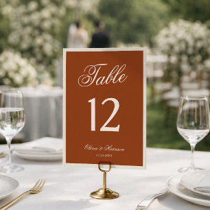 Aardse Chic Terracotta Huwelijk Tafelnummer