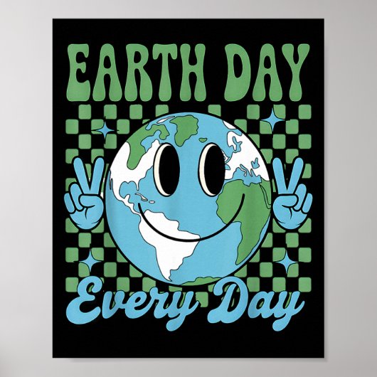 Aardse dag elke dag grappige hippie planeet verjaa poster (Voorkant)