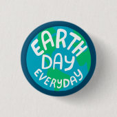 AARDSE DAG ELKE DAG Handlettered Planeet Ronde Button 3,2 Cm (Voorkant)