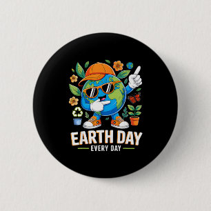 Aardse dag elke dag red de planeet dabbing eco ronde button 5,7 cm