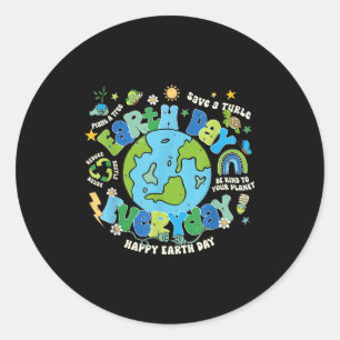 Aardse dag elke dag red de planeet natuur liefhebb ronde sticker
