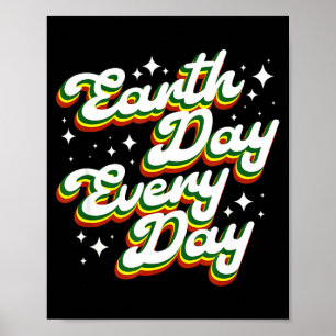 Aardse dag elke dag retro milieuvriendelijke plane poster