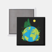 Aardse dag planeet natuur groene planeet aarde red magneet (Voorkant / Achterkant)