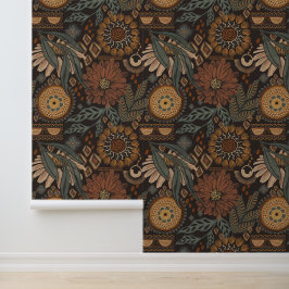 Aardse donkere Boho Doodles Behang
