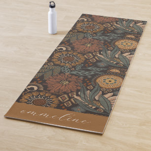 Aardse Donkere Botanische Gepersonaliseerde Yogamat