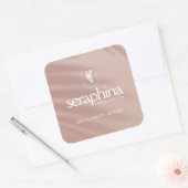 Aardse elegantie Logo Beauty, Spa, Boutique Pink Vierkante Sticker (Envelop)