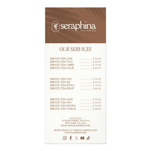 Aardse Elegantie Logo Beauty, Wellness, Spa Rust Reclamekaart (Voorkant)