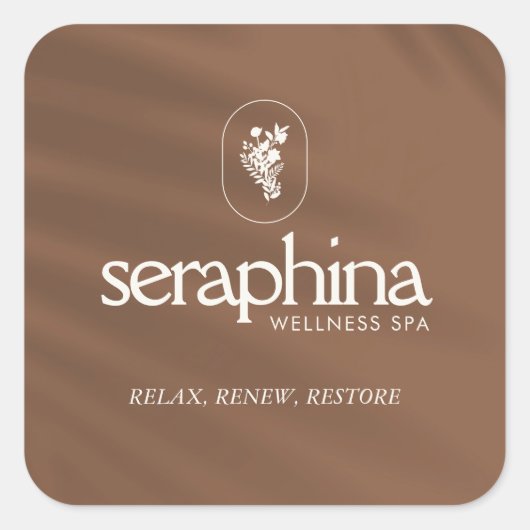Aardse Elegantie Logo Beauty, Wellness, Spa Rust Vierkante Sticker (Voorkant)