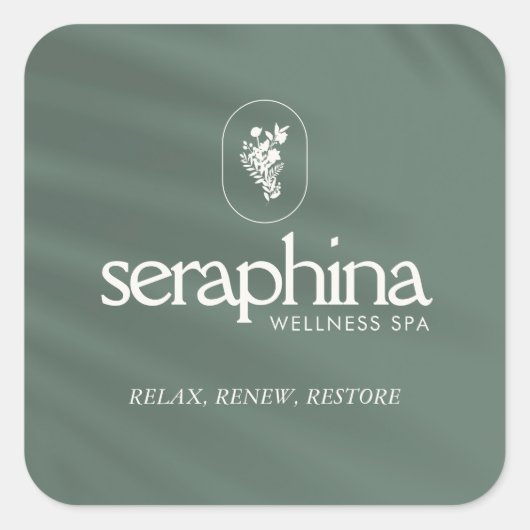Aardse elegantie Logo Beauty, Wellness, Spa Sage Vierkante Sticker (Voorkant)