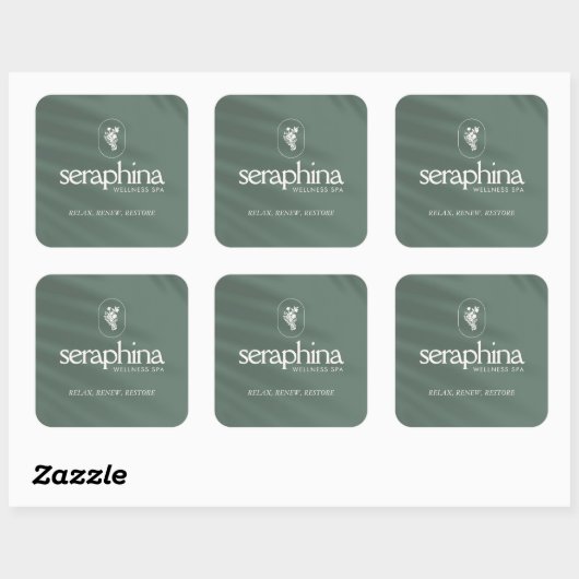 Aardse elegantie Logo Beauty, Wellness, Spa Sage Vierkante Sticker (Vel)