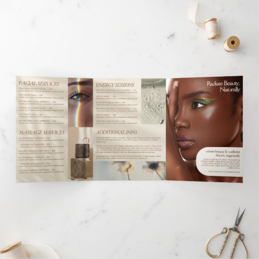 Aardse elegantielogo Schoonheid, Roestige spa-broc Drieluik Kaart (Binnen)