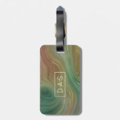 Aardse Emerald Strata | Groen Gouden Inkt Monogram Bagagelabel (Achterkant verticaal)