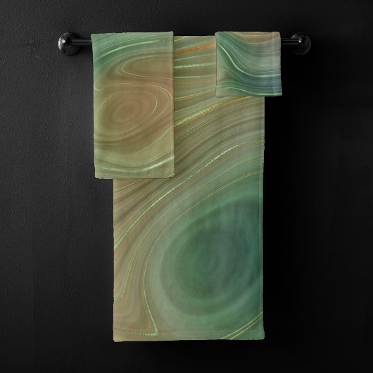 Aardse Emerald Strata | Groene en Gouden Inkt Agaa Bad Handdoek