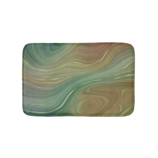 Aardse Emerald Strata | Groene en Gouden Inkt Agaa Badmat (Voorkant)