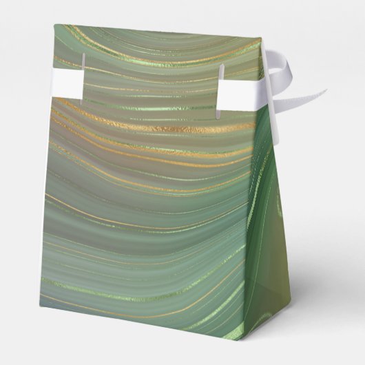 Aardse Emerald Strata | Groene en Gouden Inkt Agaa Bedankdoosjes (Achterkant)