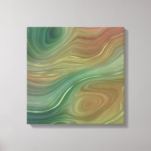Aardse Emerald Strata Groene en Gouden Inkt Agaa Canvas Afdruk