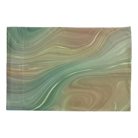 Aardse Emerald Strata | Groene en Gouden Inkt Agaa Kussensloop (Achterkant)