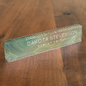 Aardse Emerald Strata | Groene en Gouden Inkt Agaa Naambordje (Zijkant)