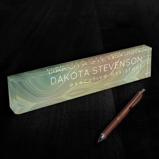 Aardse Emerald Strata | Groene en Gouden Inkt Agaa Naambordje