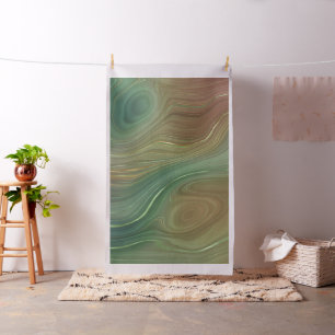 Aardse Emerald Strata   Groene en Gouden Inkt Agaa Stof