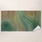 Aardse Emerald Strata | Groene en Gouden Inkt Agaa Strandlaken (Voorkant)