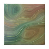 Aardse Emerald Strata | Groene en Gouden Inkt Agaa Tegeltje (Voorkant)