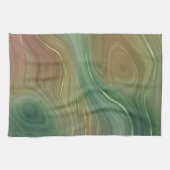 Aardse Emerald Strata | Groene en Gouden Inkt Agaa Theedoek (Horizontaal)