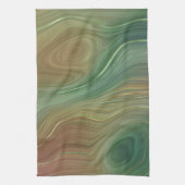 Aardse Emerald Strata | Groene en Gouden Inkt Agaa Theedoek (Verticaal)