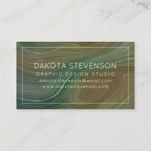 Aardse Emerald Strata | Groene en Gouden Inkt Agaa Visitekaartje (Achterkant)