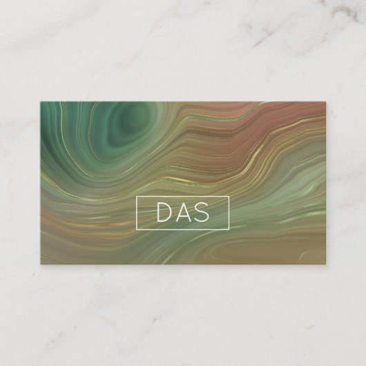 Aardse Emerald Strata | Groene en Gouden Inkt Agaa Visitekaartje (Voorkant)