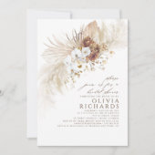 Aardse en witte bloemen Boho Bruiloft Feest Kaart (Voorkant)