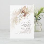 Aardse en witte bloemen Boho Bruiloft Feest Kaart (Staand voorkant)